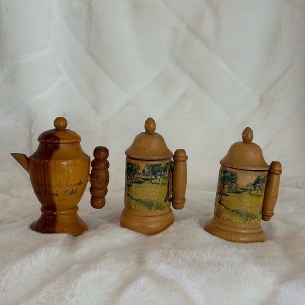 Lot of Vintage Wood Salt and Pepper Shakers